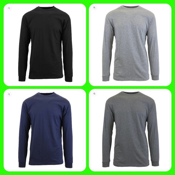 4 MEN'S LONG SLEEVE CREW NECK SHIRTS 3XL LIGHTWEIGHT "GALAXY BY HARVIC" - Picture 1 of 6